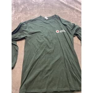 American Red Cross Field Service T-shirt Yeti Donate Size M Green Long Sleeve‎